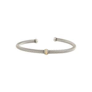 David Yurman Sterling Silver Classic Cable Gold Station Cuff Bracelet